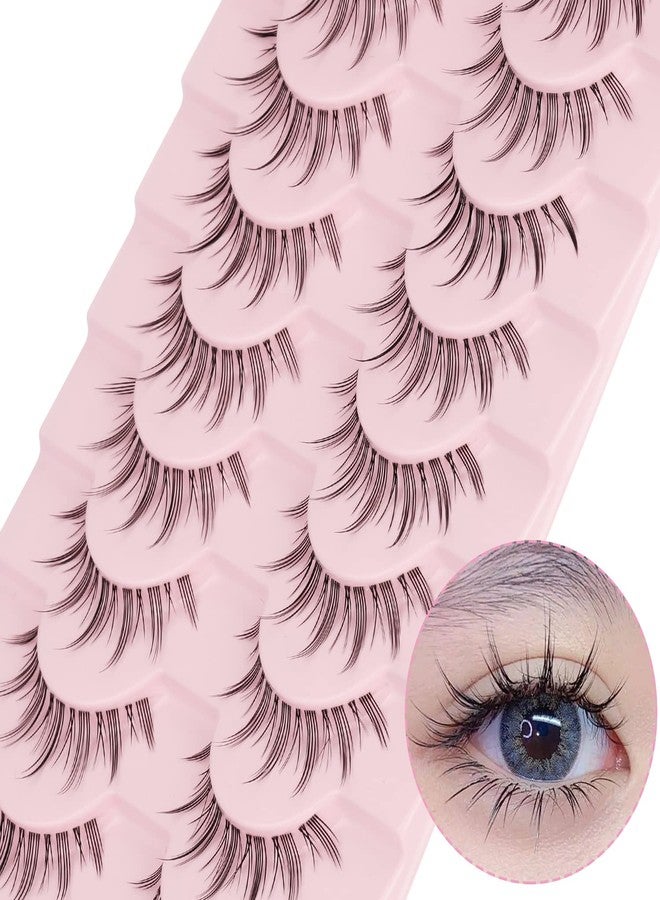 Outopen Manga Lashes Natural Look Japanese Anime Lashes Korean Asian Wispy Spiky Lashes with Clear Band Short Fake Eyelash 10 Pairs Pack by outopen - Image 3